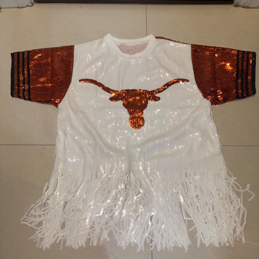 Sequin Longhorn Fringe Top